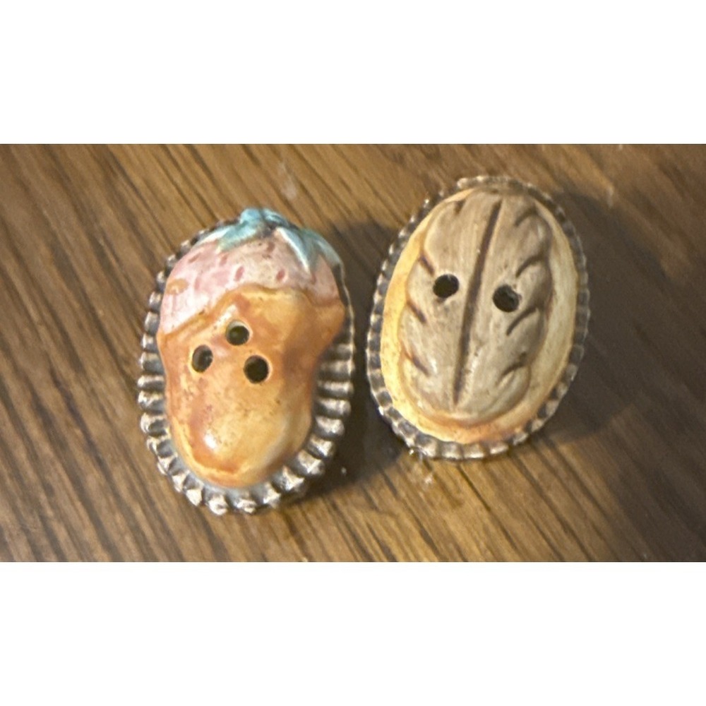 Vintage Ceramic fruit & leaf/nut Salt and Pepper Shakers Set Kitchen Decor